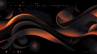 黑色背景上的炫彩流动线条