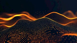 动感橙色粒子波浪背景图