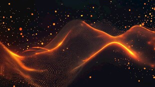 橙光波浪粒子动感背景图