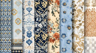 多样复古花纹布料图案集