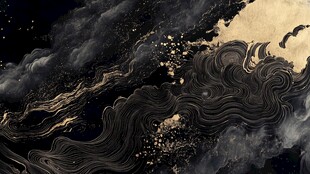 黑金水墨风抽象动感画面