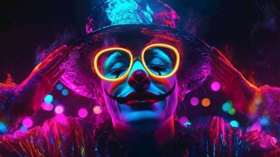 霓虹小丑 炫彩光影下的表演