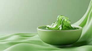 清新绿碗中的绿色膏体