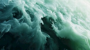 汹涌绿涛海浪壮丽景象