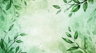 清新绿叶水彩背景图