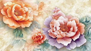 绚丽多彩牡丹花装饰画