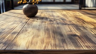 复古木质桌搭配古朴花瓶