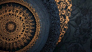 黑金曼陀罗花纹艺术图案