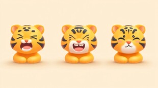 三只可爱小老虎摆件