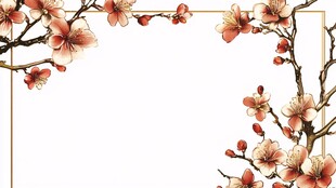 中式桃花边框装饰背景图