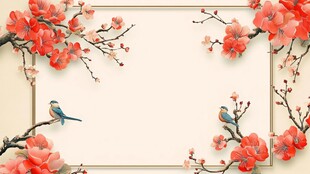 花鸟中式边框背景图