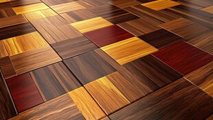 多彩拼接木地板纹理特写