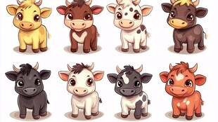 可爱卡通小牛形象集合