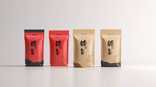 中式风格茶叶包装袋展示