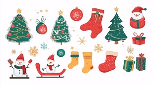 圣诞元素插画集合