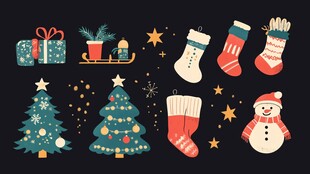 圣诞节日装饰元素插画