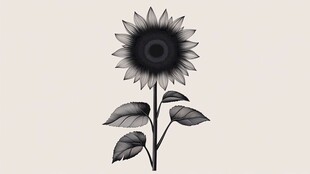 黑白向日葵插画