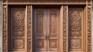 精美雕花双开实木大门