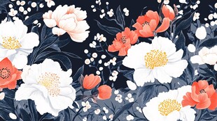 深蓝背景花卉图案