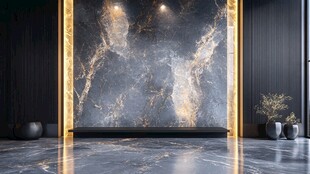 现代奢华大理石墙面室内景