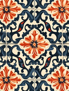 复古花卉瓷砖图案设计