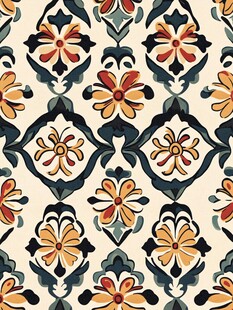 复古花卉几何图案纹样