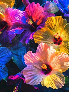 绚丽多彩的芙蓉花绽放