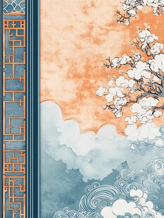 中式山水花鸟古韵插画