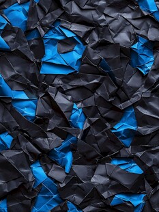 蓝黑褶皱纸纹理背景图