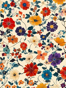 多彩花卉图案的精美壁纸