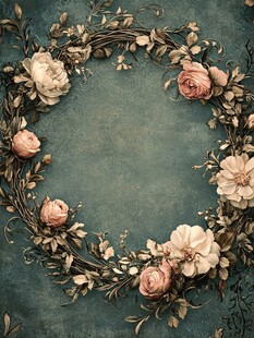 复古花卉环形装饰图案