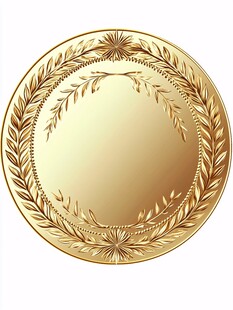 金色花环圆形徽章