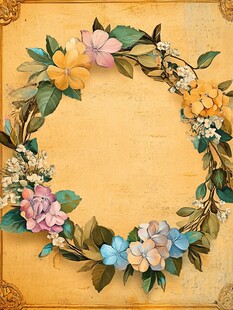 复古花卉花环装饰图案