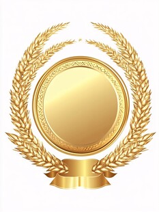 金色麦穗环绕圆形勋章