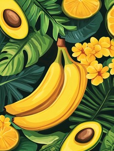 热带水果与绿植插画世界