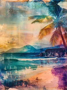 梦幻热带海滨艺术图景