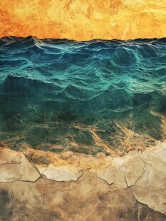 复古风海浪与斑驳背景图