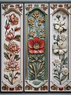 精美花卉浮雕装饰图案