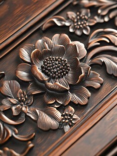 木雕花卉细节精美特写
