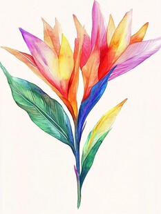 五彩斑斓手绘花卉插画