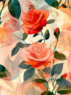 复古风玫瑰花卉插画