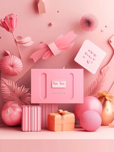 粉色系浪漫礼品展示场景