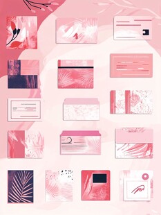 粉色系创意卡片设计集合