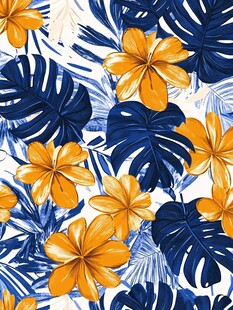 热带花卉树叶图案背景