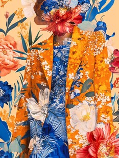 花卉环绕的时尚人物形象