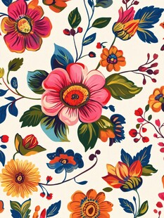 多彩花卉无缝图案设计