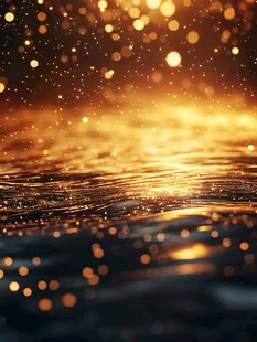 金色波光闪烁的梦幻水面