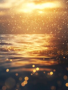 金色波光海面梦幻景象