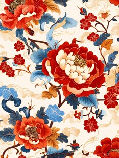 中式牡丹花卉精美图案