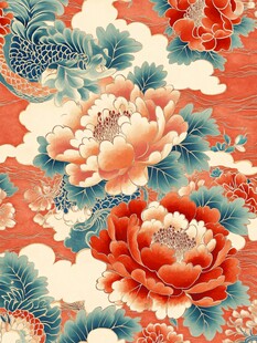 中式牡丹凤凰吉祥图案